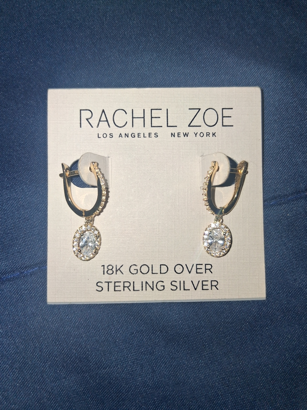 Rachel Zoe Gold Oval Cubic Zirconia Drop Earrings - Clear/Gold